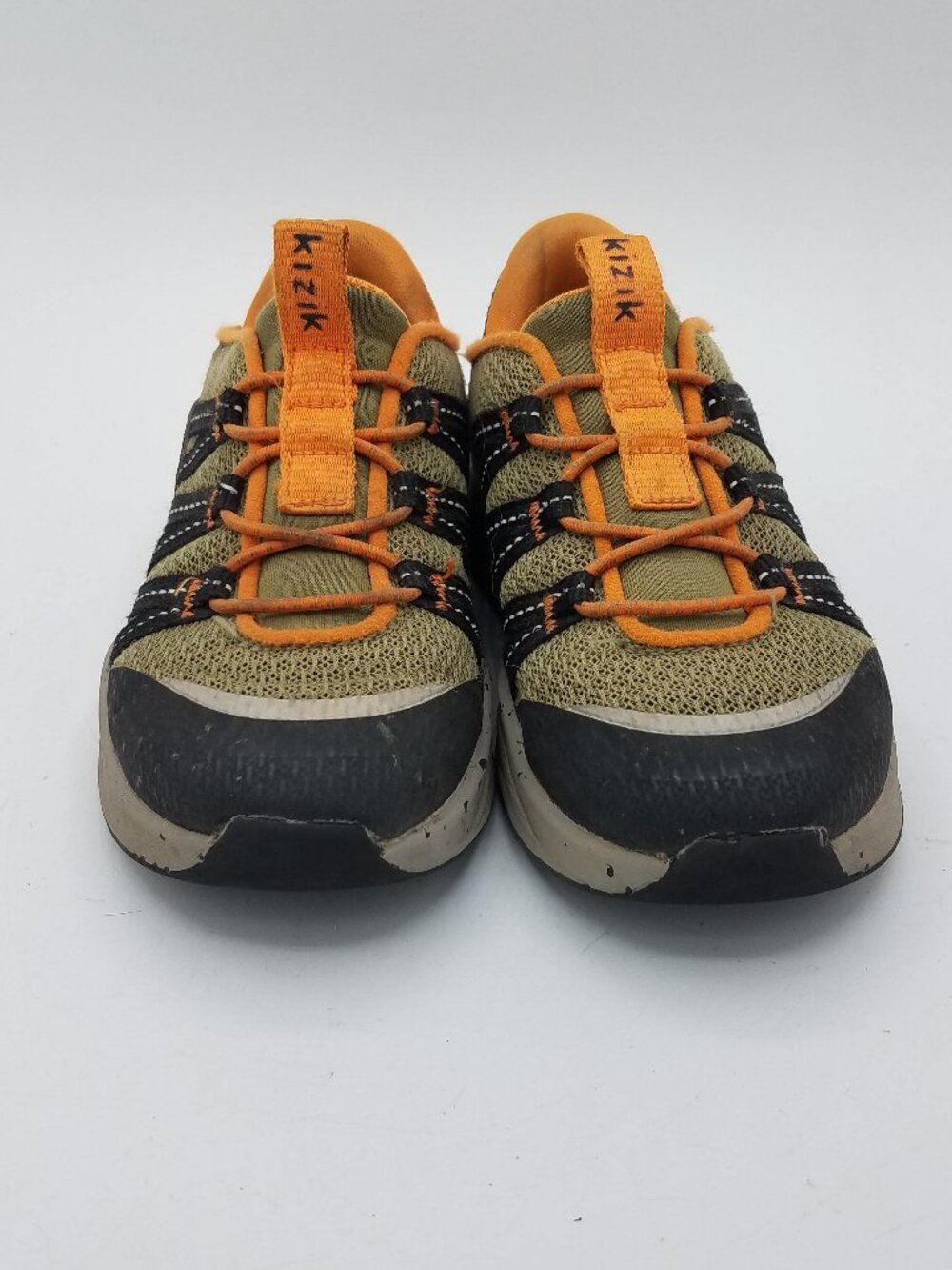 Kizik Truckee Kids 11C Sneakers  Shoes Slip On Olive Green Orange KTRUOG03